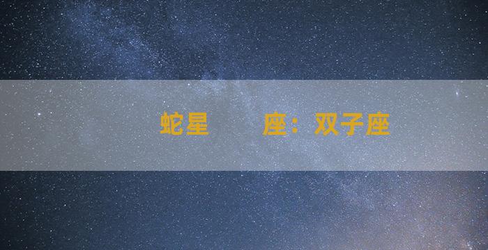 蛇星　　座：双子座